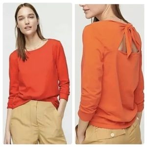 J CREW Three Quarters Sleeve Tie Back Long Sleeve Shirt Orange Medium